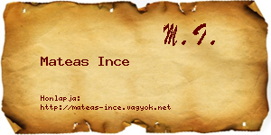 Mateas Ince névjegykártya